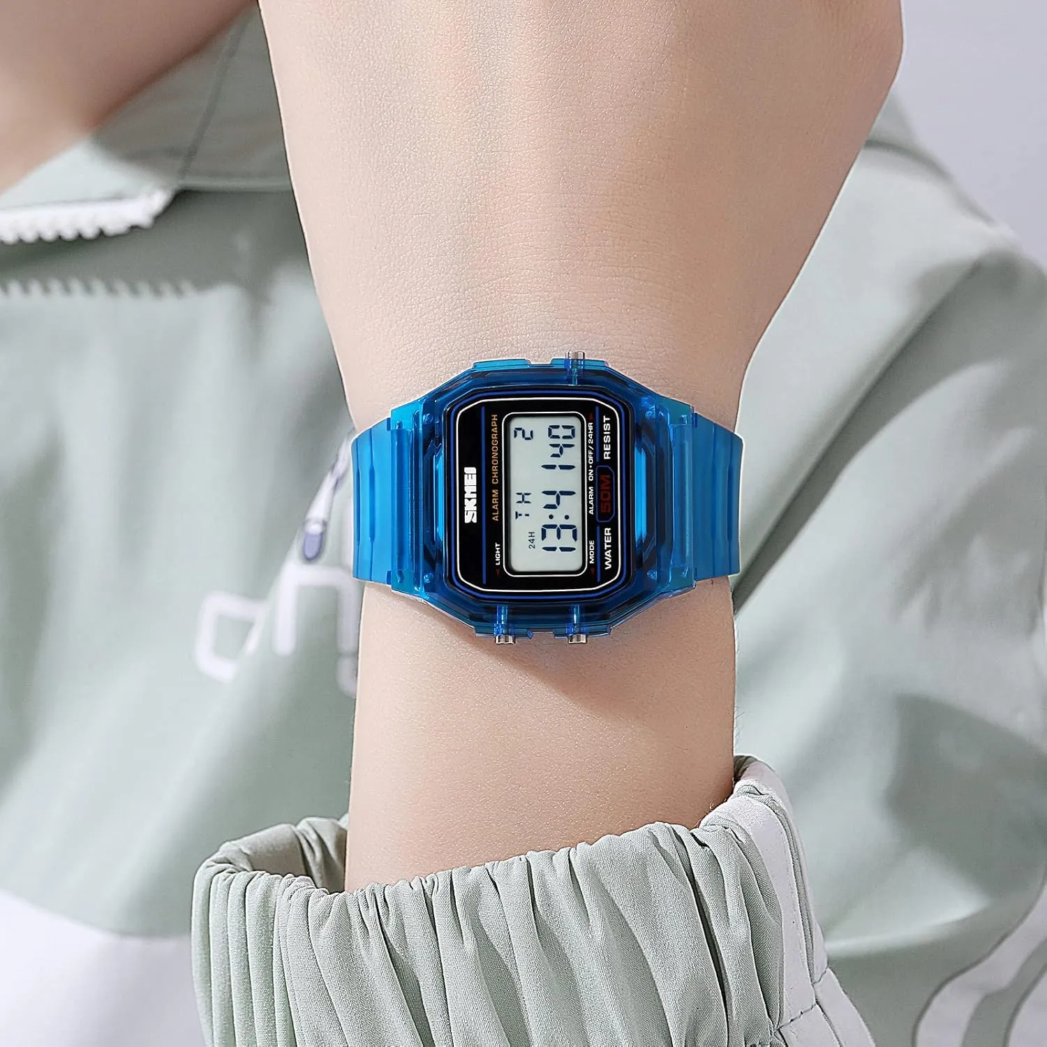 Sports Watch Waterproof Casual Digital Watch Gosasa Unisex assassinate Classic Transparent Color PU Strap Digital 