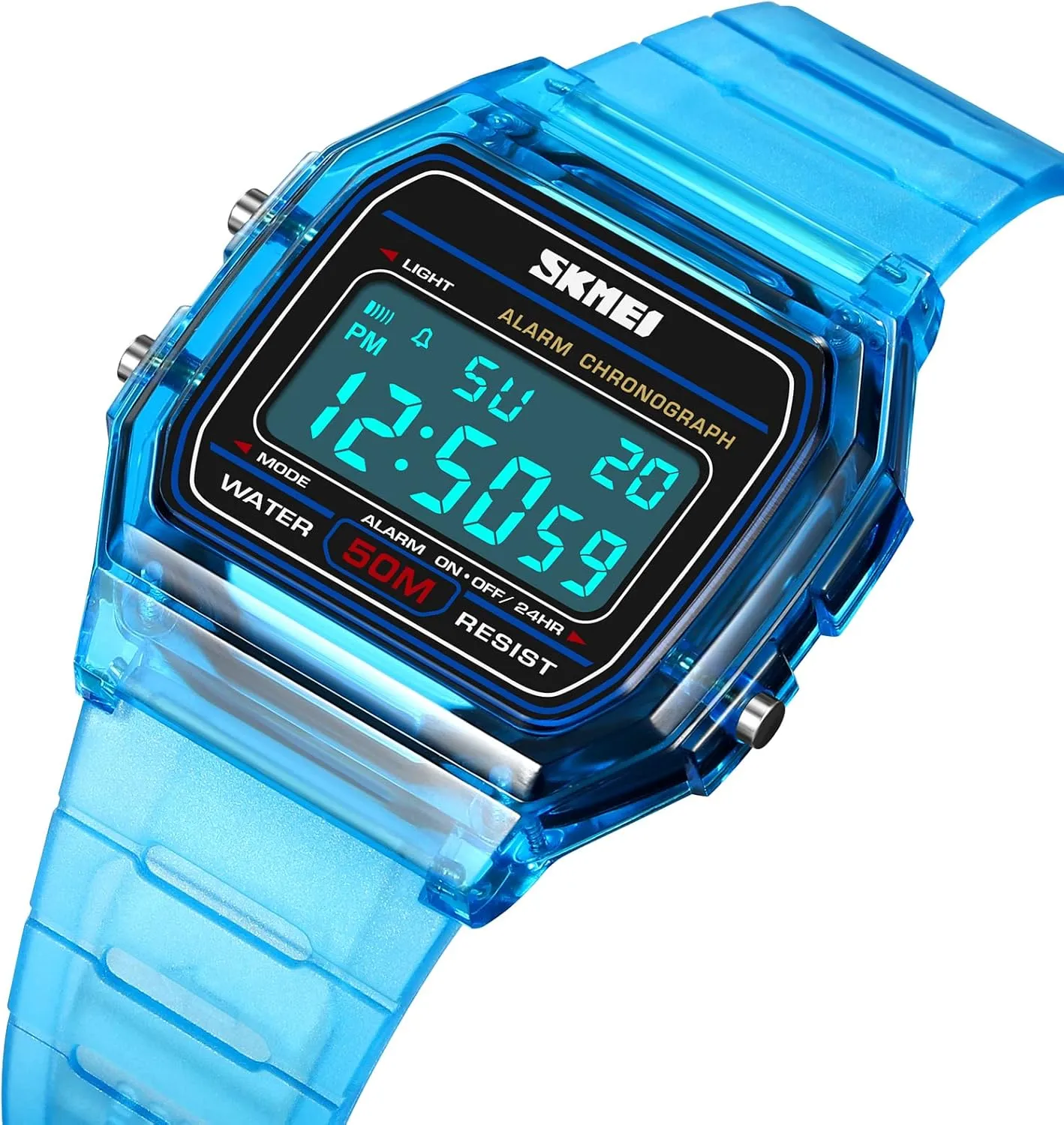 Sports Watch Waterproof Casual Digital Watch Gosasa Unisex assassinate Classic Transparent Color PU Strap Digital 