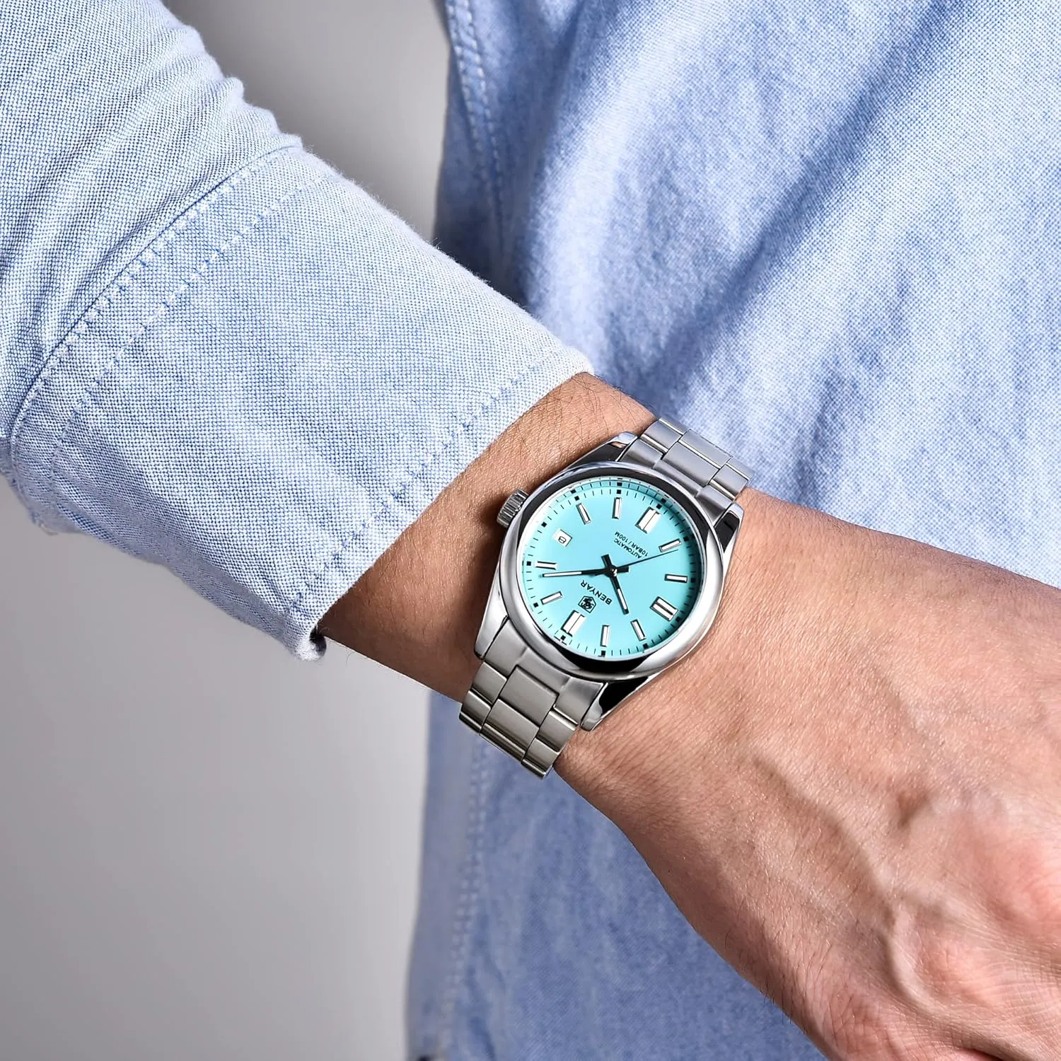 Sports Wristwatch?? BENYAR Classic Men's assess lade Automatic Mechanical Watch Stainless Steel Strap Waterproof Luminous Simple Business 