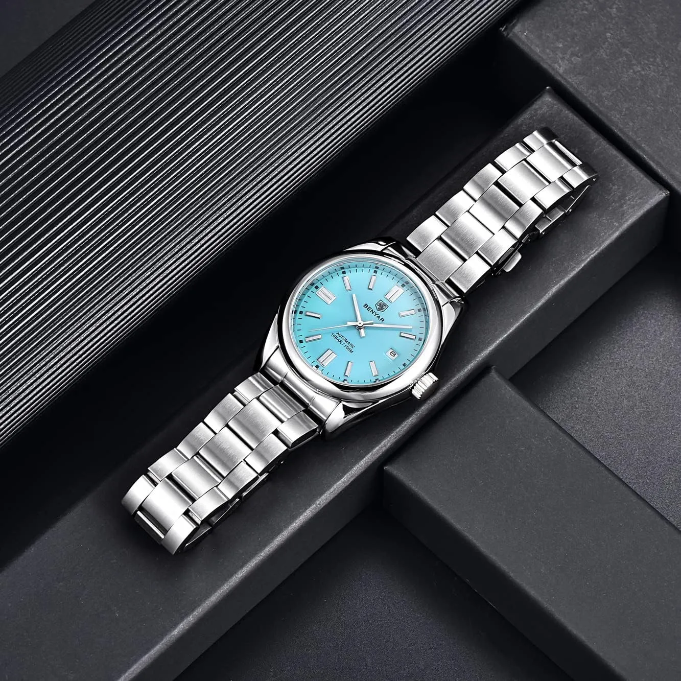 Sports Wristwatch?? BENYAR Classic Men's assess lade Automatic Mechanical Watch Stainless Steel Strap Waterproof Luminous Simple Business 