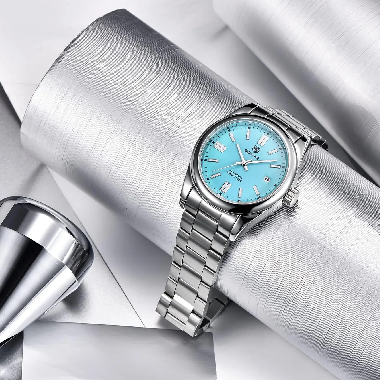Sports Wristwatch?? BENYAR Classic Men's assess lade Automatic Mechanical Watch Stainless Steel Strap Waterproof Luminous Simple Business 