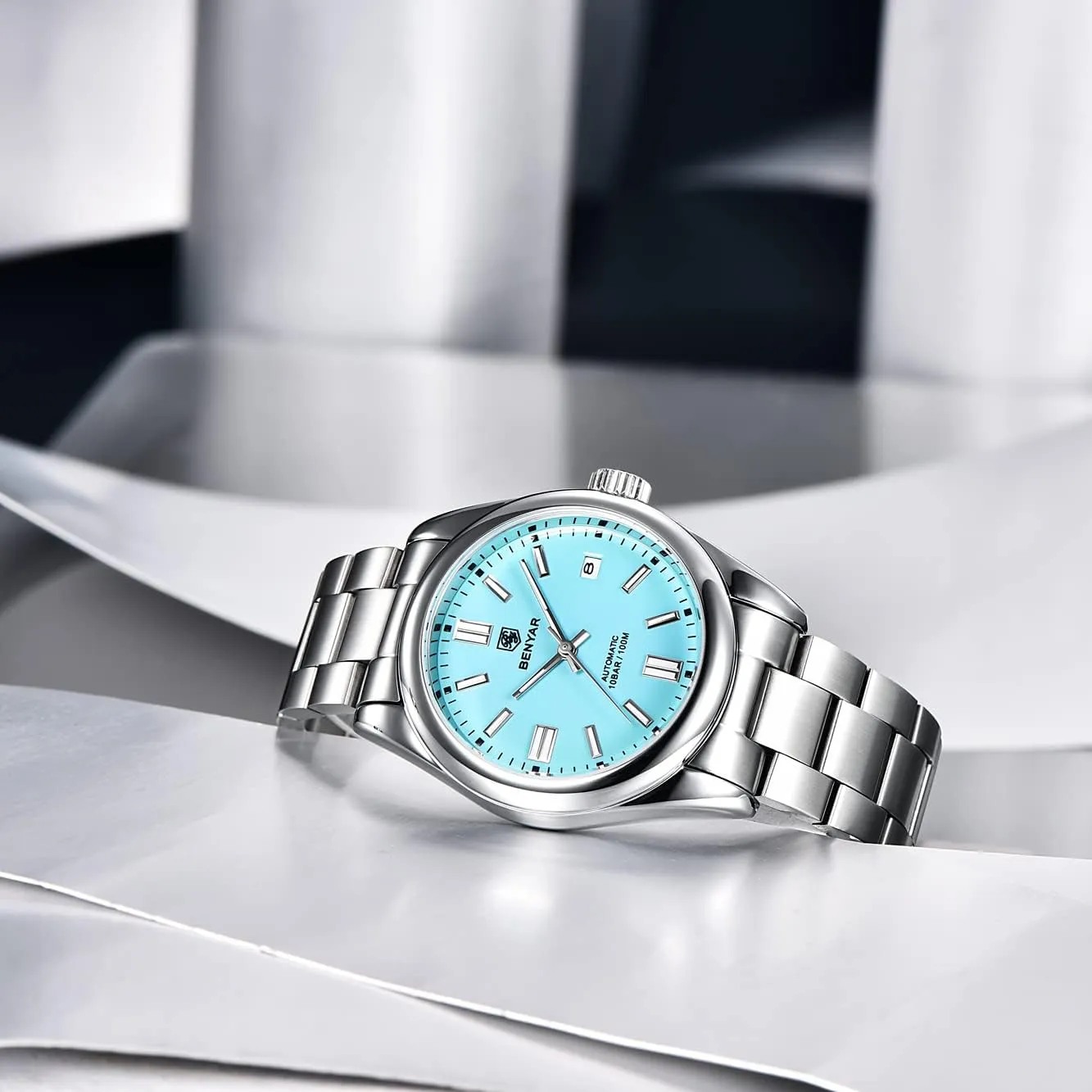 Sports Wristwatch?? BENYAR Classic Men's assess lade Automatic Mechanical Watch Stainless Steel Strap Waterproof Luminous Simple Business 