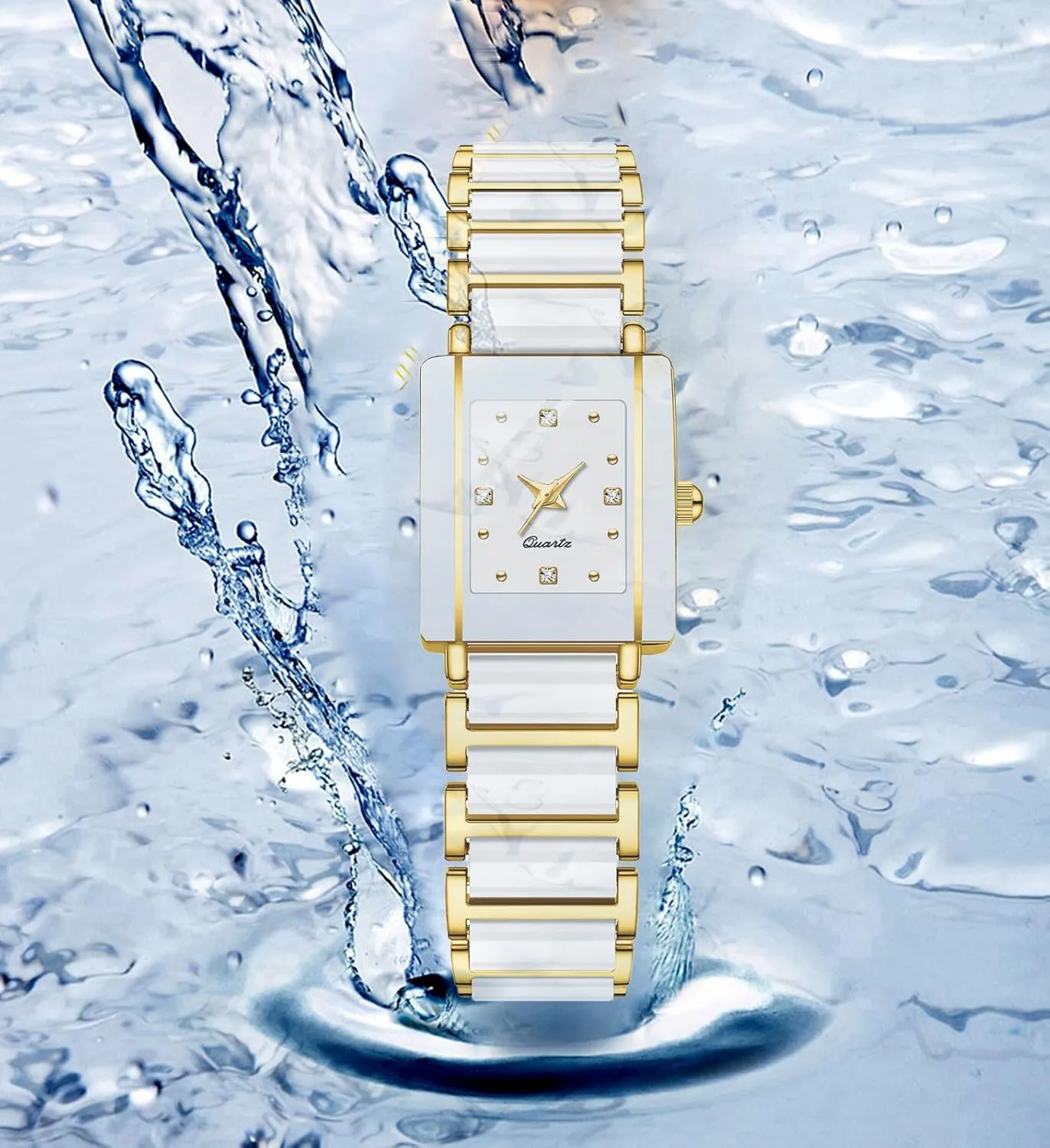 Square Ceramic Ladies Quartz conurbation productive Watch with Diamond Accents, Waterproof, Elegant Women's Wrist Watch BESTKANG Vintage 