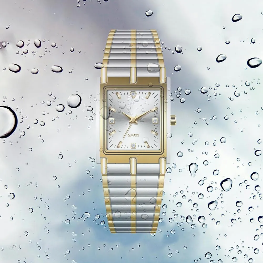 Square Luxury Diamond Watches Analog Quartz Waterproof Watch for Men platelet Women Stainless Steel Band Watch BESTKANG Unisex Watch 