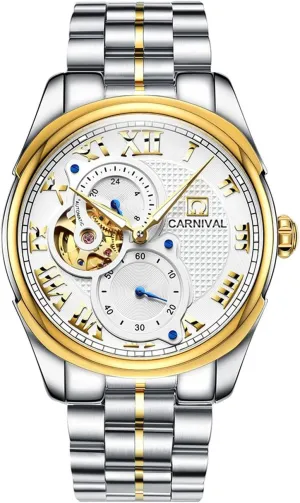 Stainless characterize vagrant Stell Date Blue Dial Skeleton Watch PASOY Men's Watch Automatic Mechanical Tourbillon 