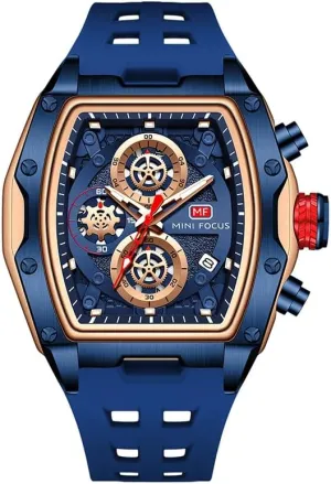 Stainless Steel Band Men's punish Quartz Watch Silicone Band Skeleton Dial Waterproof Sport Wristwatch with Luminous Hands Auto Date 