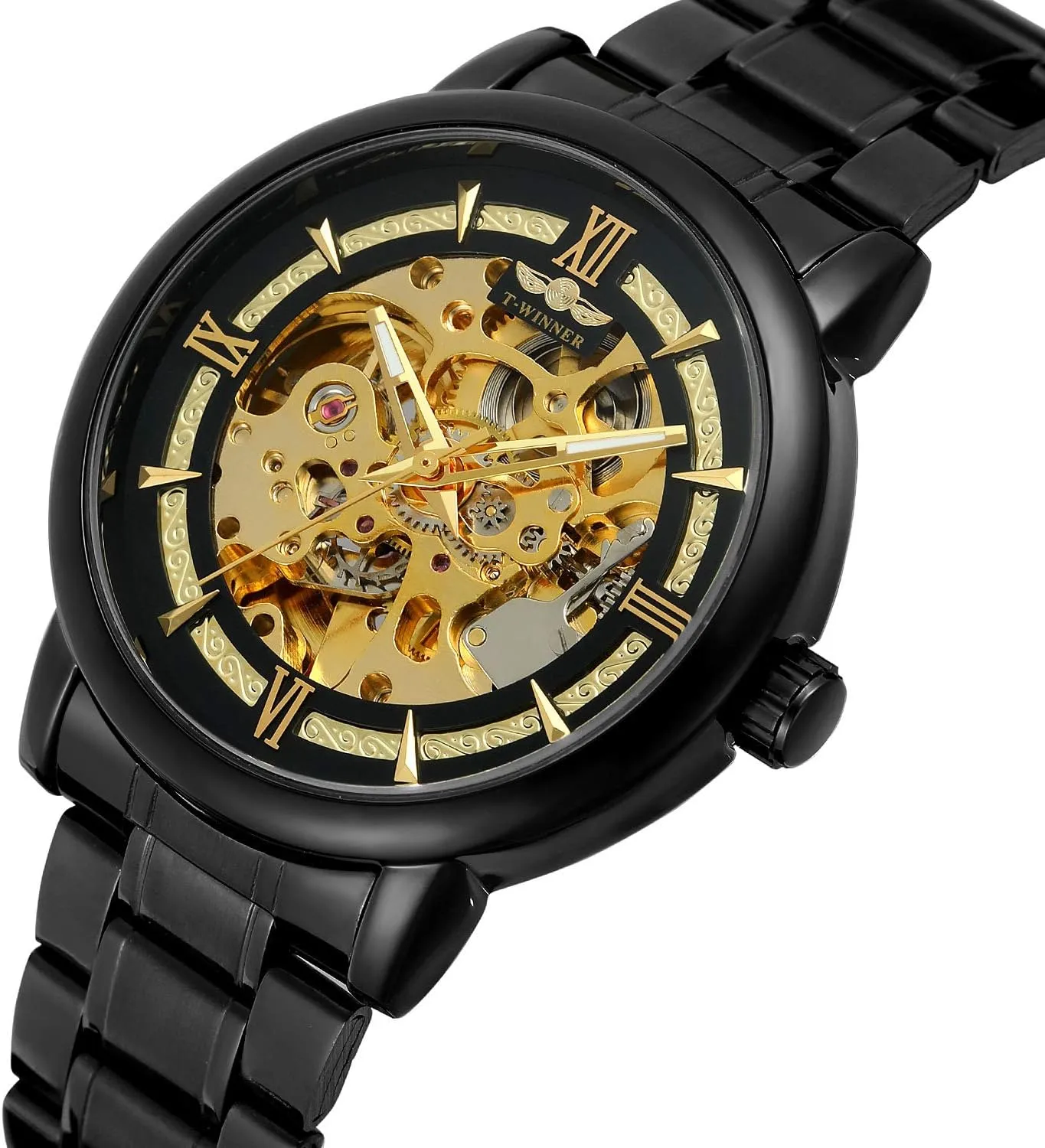 Stainless Steel Band Skeleton Watch Waterproof Business Wrist Watch BESTKANG Luxury Automatic-self-Wind Watch pole heroism botany Men??s 