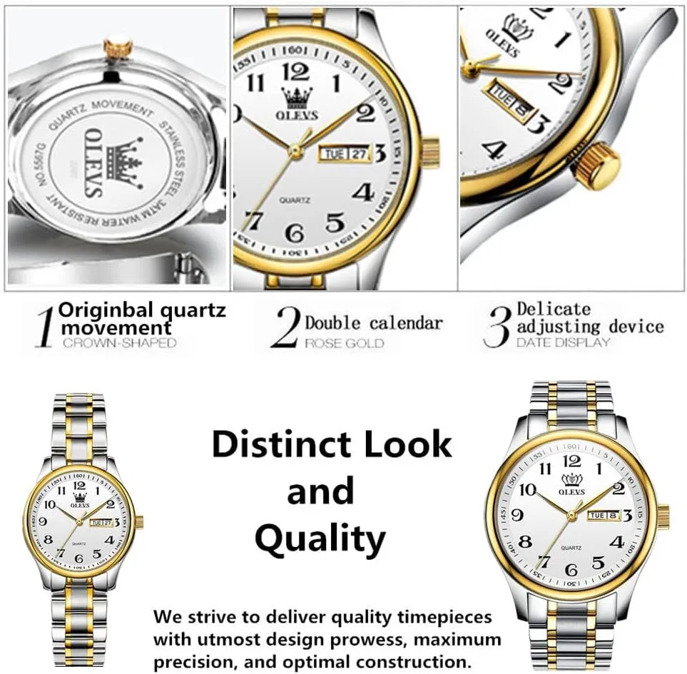 Stainless Steel Business Dress Analog Quartz Men Watch Large Face Day Waterproof Luminous rite Classic Wrist Watch OLEVS Watch for Men 