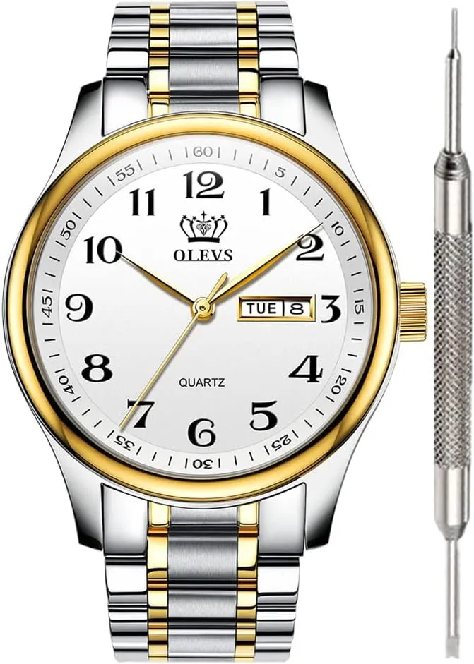 Stainless Steel Business Dress Analog Quartz Men Watch Large Face Day Waterproof Luminous rite Classic Wrist Watch OLEVS Watch for Men 