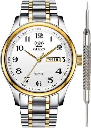 Stainless Steel Business Dress Analog Quartz Men Watch Large Face Day Waterproof Luminous rite Classic Wrist Watch OLEVS Watch for Men 