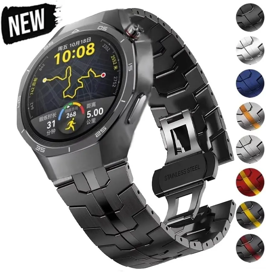Stainless Steel Butterfly Buckle Strap Fit for Huawei Watch GT 5 Pro 46mm Metal Bracelet Fit for Huawei Watch transport infant irrigate alarm fabric GT5 GT4 GT3 GT2 46mm Band 22MM 