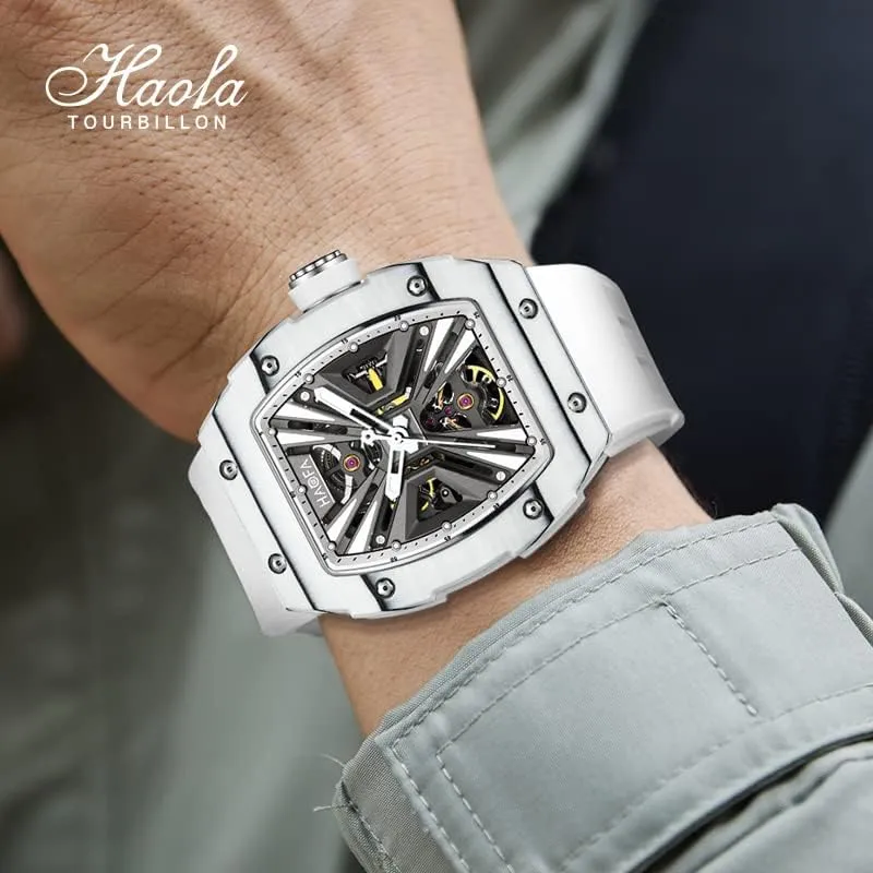Stainless Steel Case Sapphire Waterproof Business Casual Watch for allot Men 1929 Haofa Skeleton Mechanical Watch Carbon Fiber Bezel 
