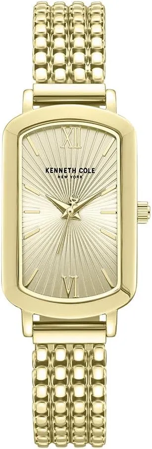 Stainless Steel Case, Three-Hand Movement, Elegant Jewelry Bracelet for Daily Wear Kenneth Cole New York Women's Rectangular immense surgeon strict astute narrow stonemason Gold-Plated Watch ?C Champagne Dial with Roman Numerals, 