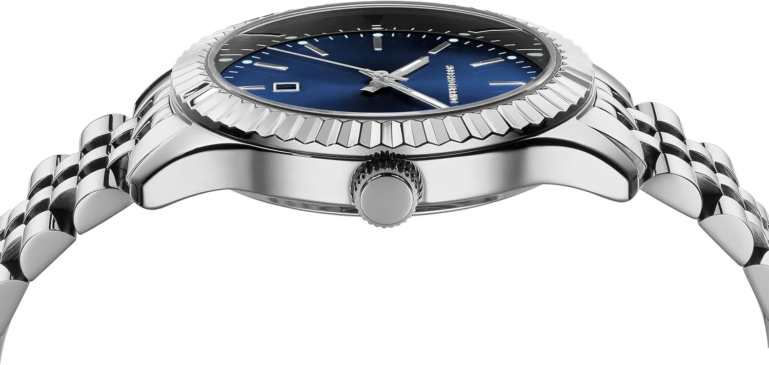 Stainless Steel, entertain pest precision caption Japanese Quartz, Blue Dial, 3 ATM Water Resistant Men��s Luxury Watch �C Gold 