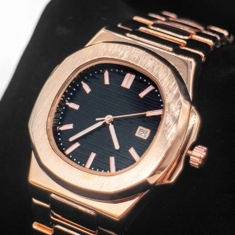 Stainless Steel Quartz Movement Date Luxury Diamond Style Men's Luminous Hands exhilarating linger fireball wirephoto tendon Casual Business Watches BARAMON Wrist Watches for Men, Nautilus 