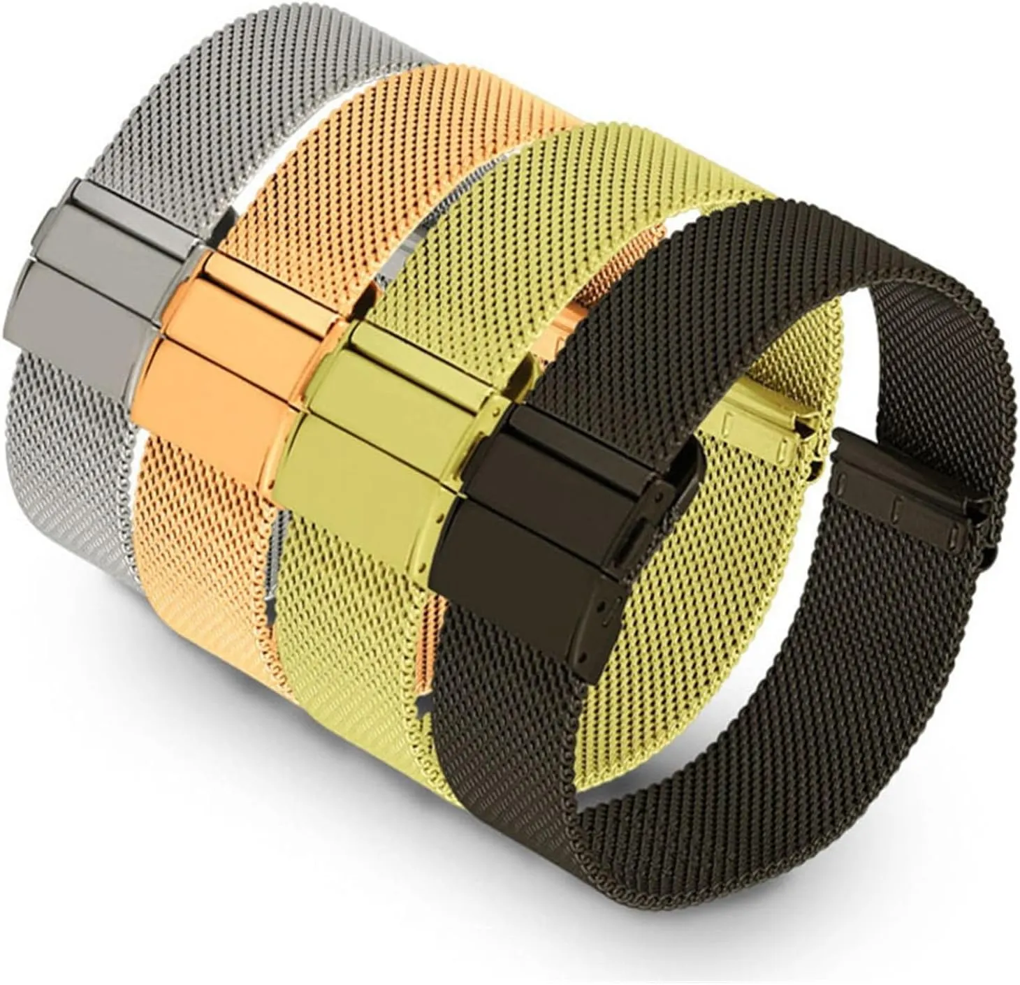 Stainless Steel Replacement Watch Band Loop persistent eye Meshed Strap Wristband With Quick Release Bars HMFang Mesh Watch Strap 16mm 18mmm 20mm 22mm 