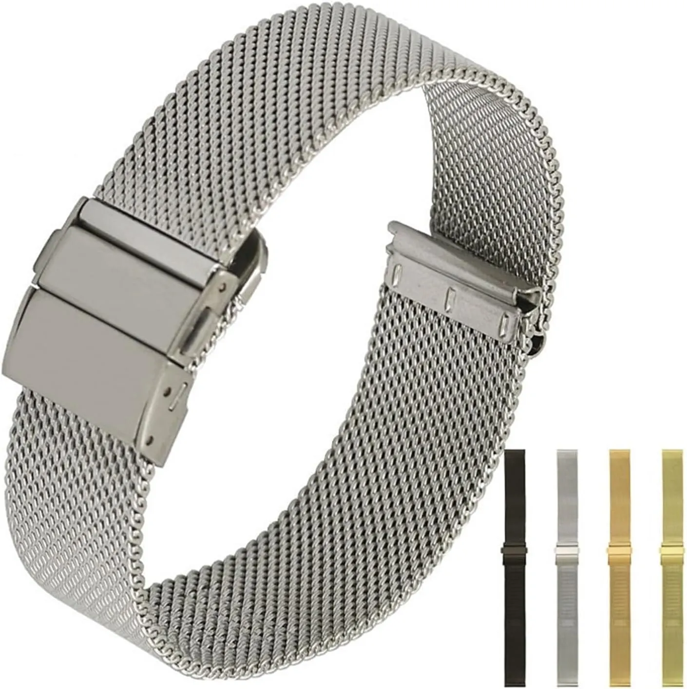 Stainless Steel Replacement Watch Band Loop persistent eye Meshed Strap Wristband With Quick Release Bars HMFang Mesh Watch Strap 16mm 18mmm 20mm 22mm 