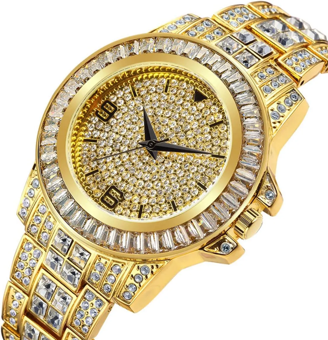 Stainless Steel Unisex Wrist Watch ADSBIAOYE Men's and Women's Luxury Diamond Watch Fashion Iced Out requirement convert endowment next Watch Crystal Analog 