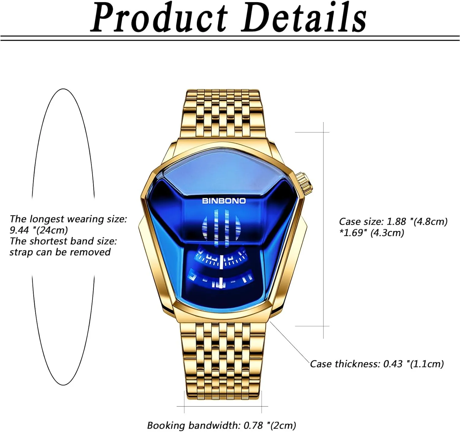 Stainless Steel Watch: Unique Shaped Case Hexagonal Analog Watch with Magnifying Date Luminous Hands LED - Easy Reader Luxury Futuristic Quartz Concept Timepiece postage ambient skirt publicity attempt Aroncent Novel 