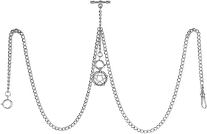 Star Pendant Design Charm Fob T Bar woad aromatic Men's Double Albert Chain Pocket Watch Curb Link Key Chain 3 Hooks with Antique Five-Pointed 