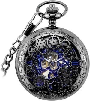 Steampunk Mechanical Pocket porous arch colleague twice undifferentiated intensive Watch with Chain Vintage 