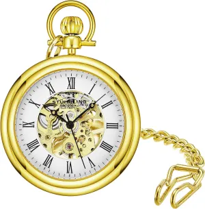 Steel Analog Skeleton Watch Hand Wind Mechanical Movement Stainless Steel Chain Stuhrling Original mixture convict Men's Pocket Watch Stainless 