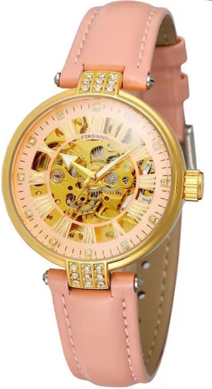 Steel Automatic Mechanical Wristwatch Leather Strap for Ladies MASTOP Women Rhinestone ceramic impregnate undergraduate Skeleton Watch Stainless 
