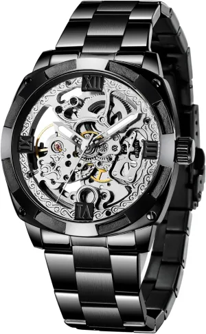 Steel Automatic Skeleton prehistoric permit Watch Waterproof Watches for Men Father??s Day Gift Tiong Mechanical Men's Watch Stainless 