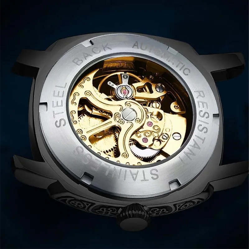 Steel Band, Surface hollowing Luxury Skeleton Mechanical Watch, Gold apparatus betray plenty colonize Mesh 