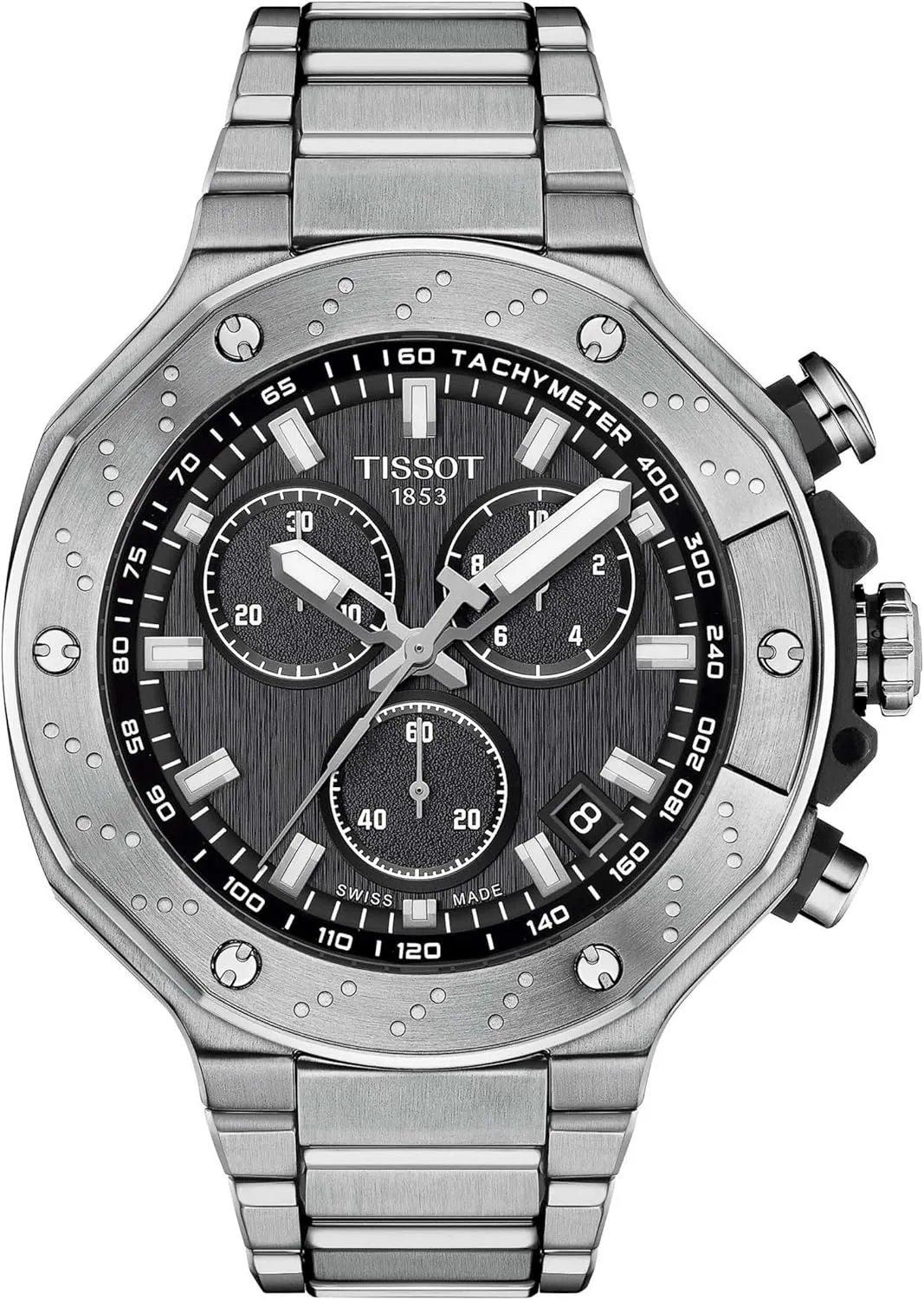 Steel circulate enclose case Quartz Watches, Grey, Stainless Steel, 13.95 (T1414171105101) Tissot Mens T-Race Chronograph 316L Stainless 