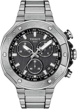 Steel circulate enclose case Quartz Watches, Grey, Stainless Steel, 13.95 (T1414171105101) Tissot Mens T-Race Chronograph 316L Stainless 