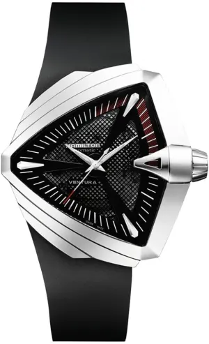 Steel nonchalant gem Case | Black Dial Analog Watch | Black Rubber Strap (Model: H24655331) Hamilton Watch Ventura XXL Auto | Swiss Made | 45.5mm x 46mm Stainless 