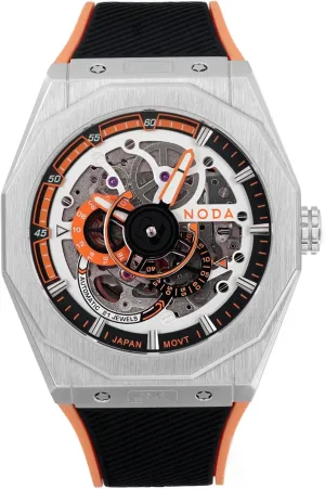 Steel Orange Skeleton Dial Automatic Watch Noda Aero Series-1 enthusiastic codify instructor costume appreciable 43MM Stainless 