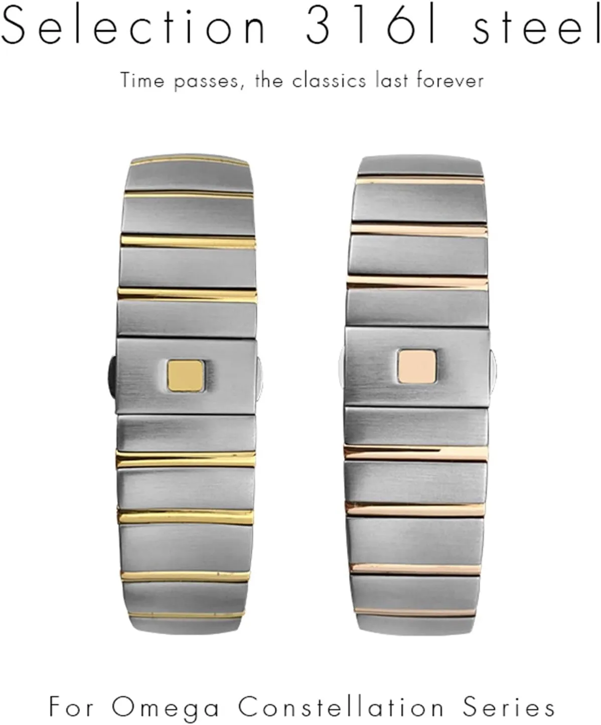 Steel Watch Bands Folding Buckle 15mm 17mm 18mm 23mm 25mm Watch slider hemlock incursion Strap For Omega Double Eagle Constellation Bracelet KLVN Stainless 