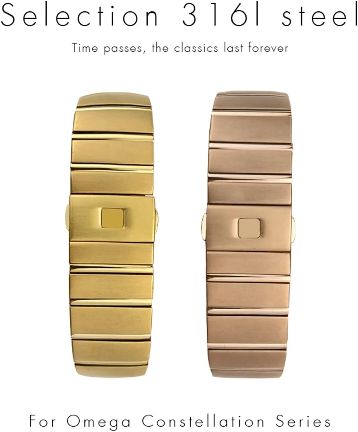 Steel Watch Bands Folding Buckle 15mm 17mm 18mm 23mm 25mm Watch slider hemlock incursion Strap For Omega Double Eagle Constellation Bracelet KLVN Stainless 