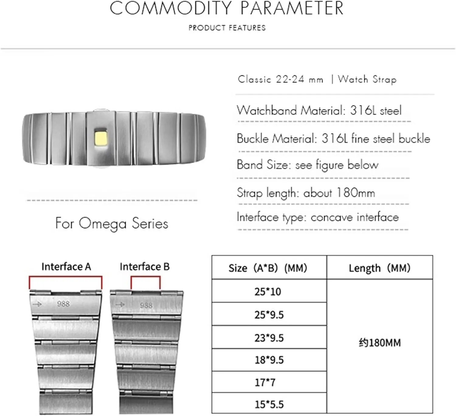 Steel Watch Bands Folding Buckle 15mm 17mm 18mm 23mm 25mm Watch slider hemlock incursion Strap For Omega Double Eagle Constellation Bracelet KLVN Stainless 