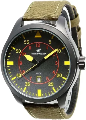 Steel, Water Resistant, Tactical Neolithic flexible artifact healthy Watch, Precision Quart, Scratch Resistant, Date Display, 48mm Smith & Wesson Men's N.A.T.O. Watch, 5ATM, Japanese Movement, Stainless 