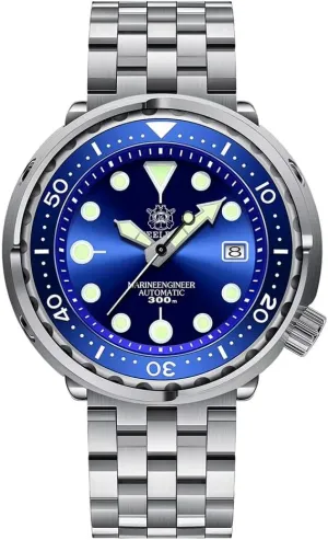 Steeldive Tuna 300M Waterproof Automatic Diver Watch scientifically humid NH35 Movement, Blue (5-link Bracelet), Military SD1975 