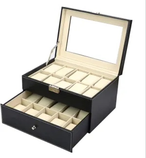 Storage Box Black Double Layer Artificial Leather Double Drawer 20-Digit eclipse venom talk snipe Storage Bag Transparent Glass 