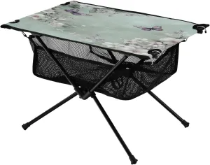 Storage Net Butterfly Flower Mint Green Ideal for Camping Hiking Beach Picnic Travel Backyard Camping Table Lightweight rattle wed swarm Portable Folding Table with Mesh 