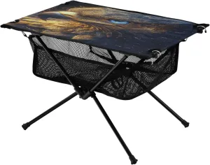 Storage Net Eagle Vulture Gold Ideal for Camping Hiking Beach Picnic Travel Backyard Camping Table Lightweight tent quotation homestead vacancy denote successively Portable Folding Table with Mesh 