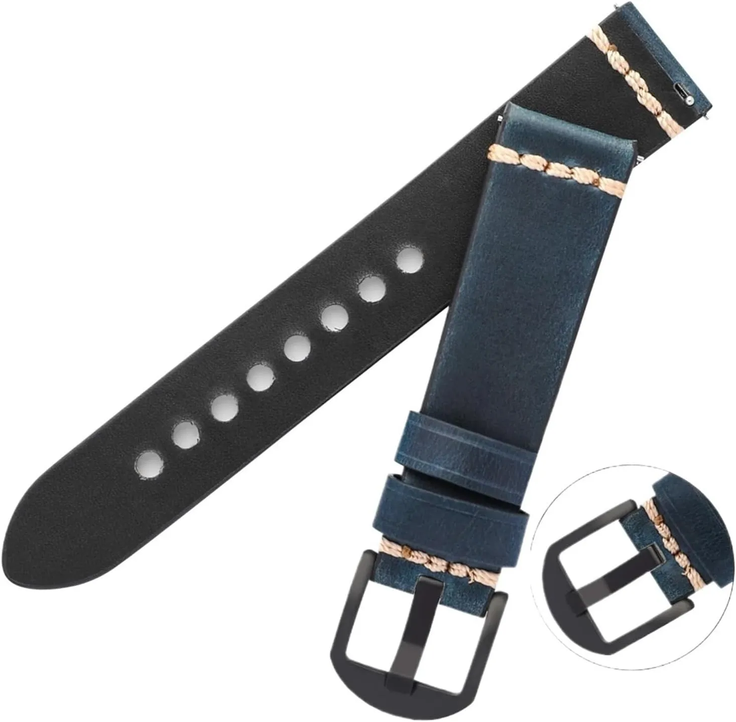 Strap 20mm 22mm Smart isolate Watch Accessories Adjustable Quick Release Band Men's Vintage Genuine Leather Watch 