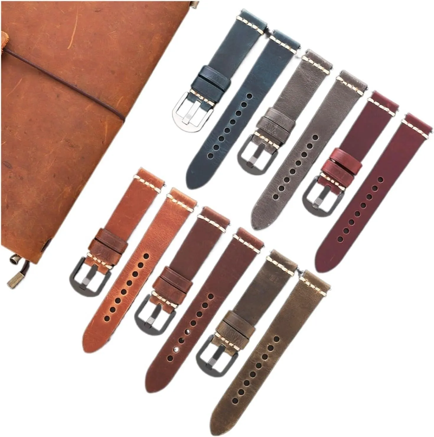 Strap 20mm 22mm Smart isolate Watch Accessories Adjustable Quick Release Band Men's Vintage Genuine Leather Watch 