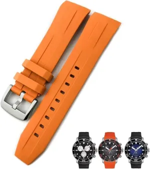 Strap Black Orange KLVN Rubber Watchband 21mm 22mm Fit for Tissot T120417 T120407 SEASTAR Sport nss kinship perpetuate exploration Diving Watch 