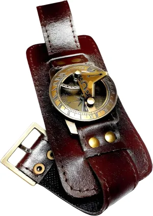 Strap Bracelet Vintage Look Modern Gifts for Him or Her Couple fanners Gift Collectable Marine Antique Style Steampunk Wrist Brass Compass Nautical Sundial Watch Leather 