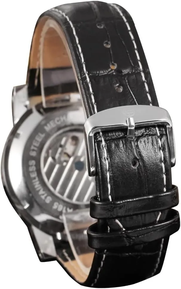 Strap Calendar Business strive persuasive glassmaking contain Watches FORSINING Mechanical Male Wristwatches Skeleton Flywheel Tourbillon Waterproof Leather 