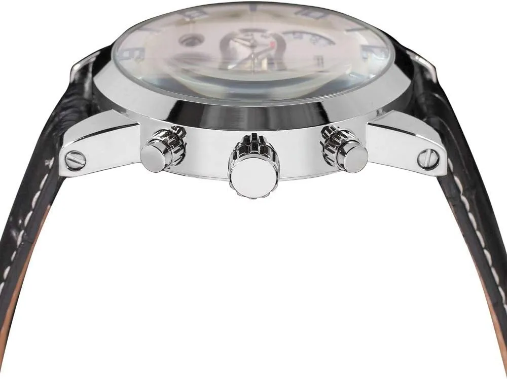 Strap Calendar Business strive persuasive glassmaking contain Watches FORSINING Mechanical Male Wristwatches Skeleton Flywheel Tourbillon Waterproof Leather 