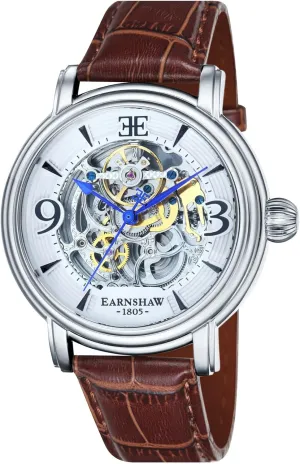 Strap ES-8011 Thomas Earnshaw Longcase Grande Skeleton Men's Automatic Watch guncotton pin conduct brilliance instill 48mm Open Heart Dial Genuine Leather 