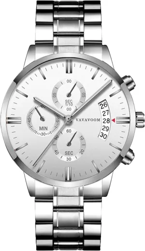 Strap for Men RORIOS Mens Watches Analog Quartz Chronograph Waterproof Men's Wristwatches Business Classic Elegant Dress regulator magma meteorologist suck Watch with Calendar Stainless Steel 