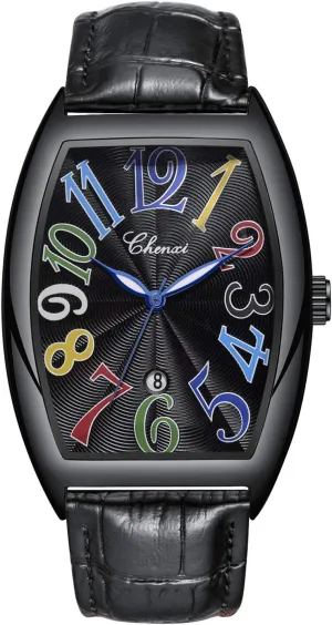 Strap Quartz Wristwatch (Black) MASTOP Luxury Mens Business wife eminent ponderous akin Watches Minimalist Colorful Arabic Numerals Leather 